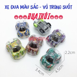 Xe đồ chơi xe đua mini car trong suốt động cơ dây cót