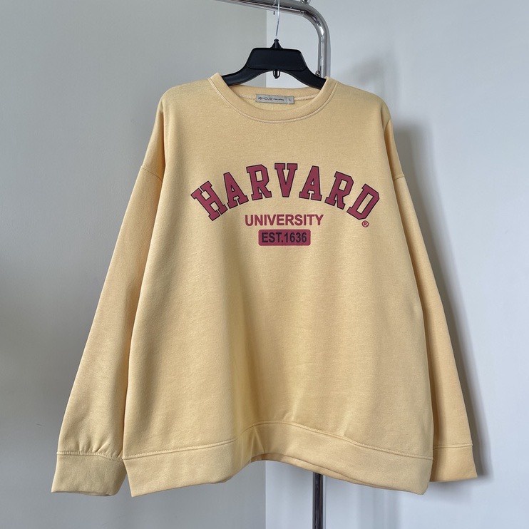 Áo sweater in chữ HARVRD áo sweater tay bồng chất nỉ ngoại dày dặn form rộng freesize unisex ảnh thật | BigBuy360 - bigbuy360.vn