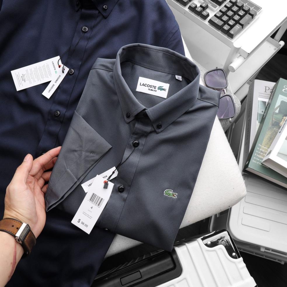 Aó sơ mi nam ngắn tay Lacoste 2,Form Slimfit,chất vải cotton gân dư xịn,co dãn thấm hút mồ hôi,Hàng VNXK