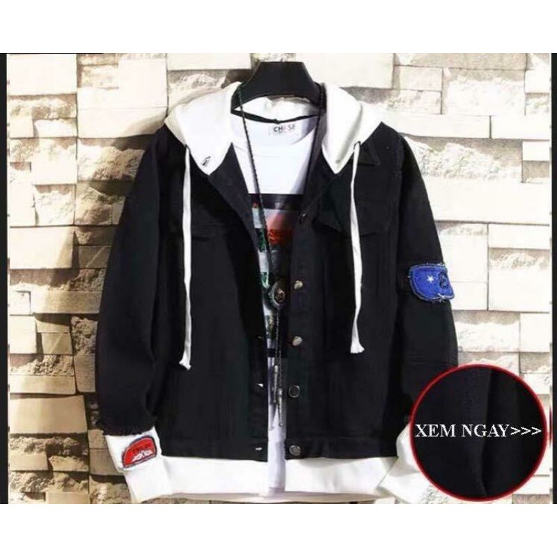 Áo khoác jean nam nữ có mũ nỉ đính dùng làm áo cặp unisex -giá tính cho 1 áo form RỘNG  size 40-77kg