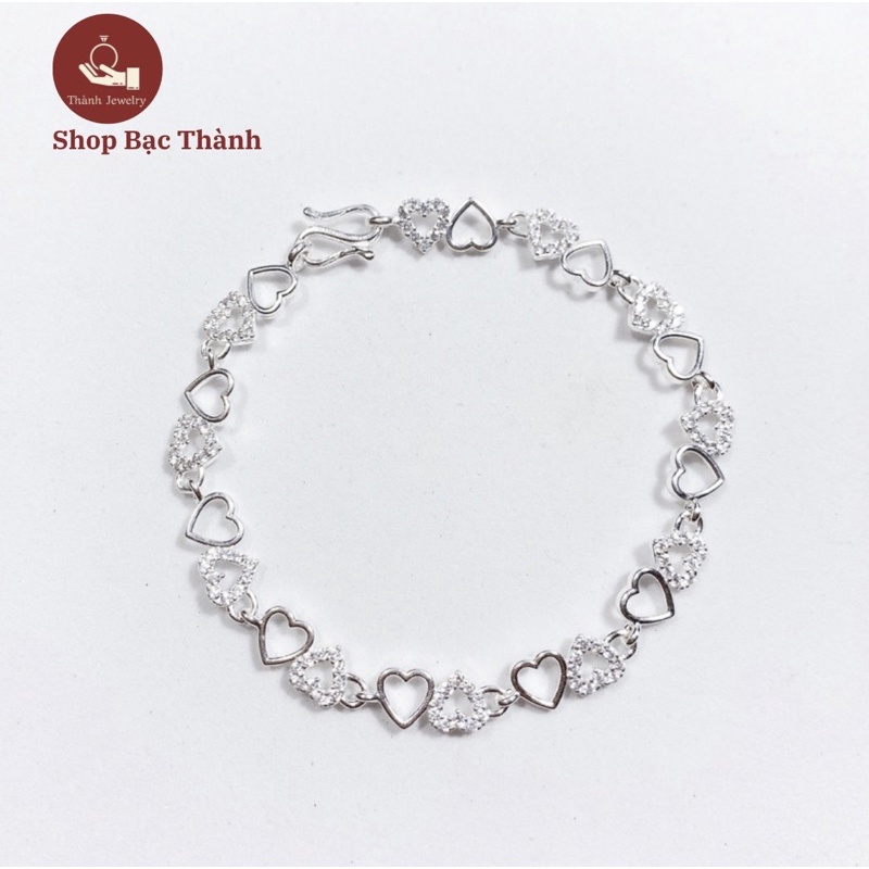 Lắc Tay Nữ Bạc Ta Trái Tim Nối, Vòng Tay Bạc Nữ xinh xắn ( Có Bảo Hành Làm Sáng, Ảnh Thật )