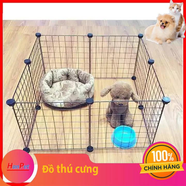 Hanpet-(Combo 8 Mảnh lưới ghép 35x35cm kèm chốt) Miếng ghép quây chó đa năng, chuồng chó mèo lắp ghép kiêm kệ trang tr