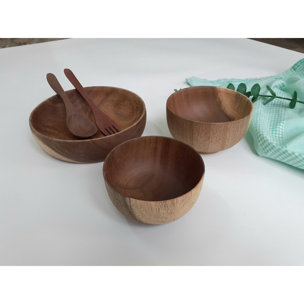 Bát gỗ, tô gỗ đựng salad, màu nâu đẹp