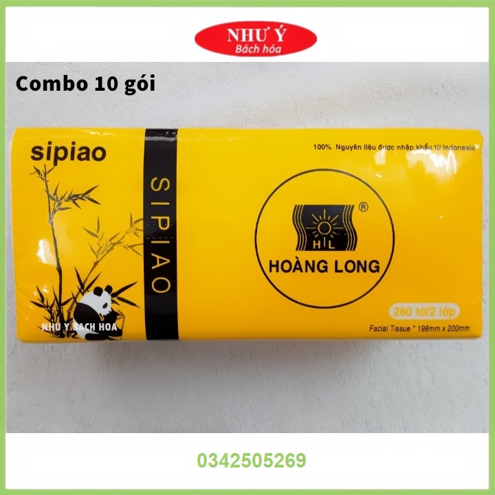 [Combo 10 gói] Khăn giấy Gấu Trúc Hoàng Long hàng loại 1, đảm bảo chất lượng. Kích thước 198*200mm