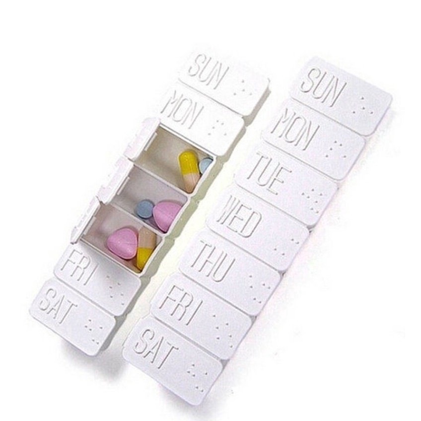 Hộp Nhựa Trắng Đựng Thuốc Chia 7 Ngày, Hộp Chia Thuốc Cá Nhân Mang Theo Người Nhỏ Gọn, Tiện Dụng. Kingler 7125
