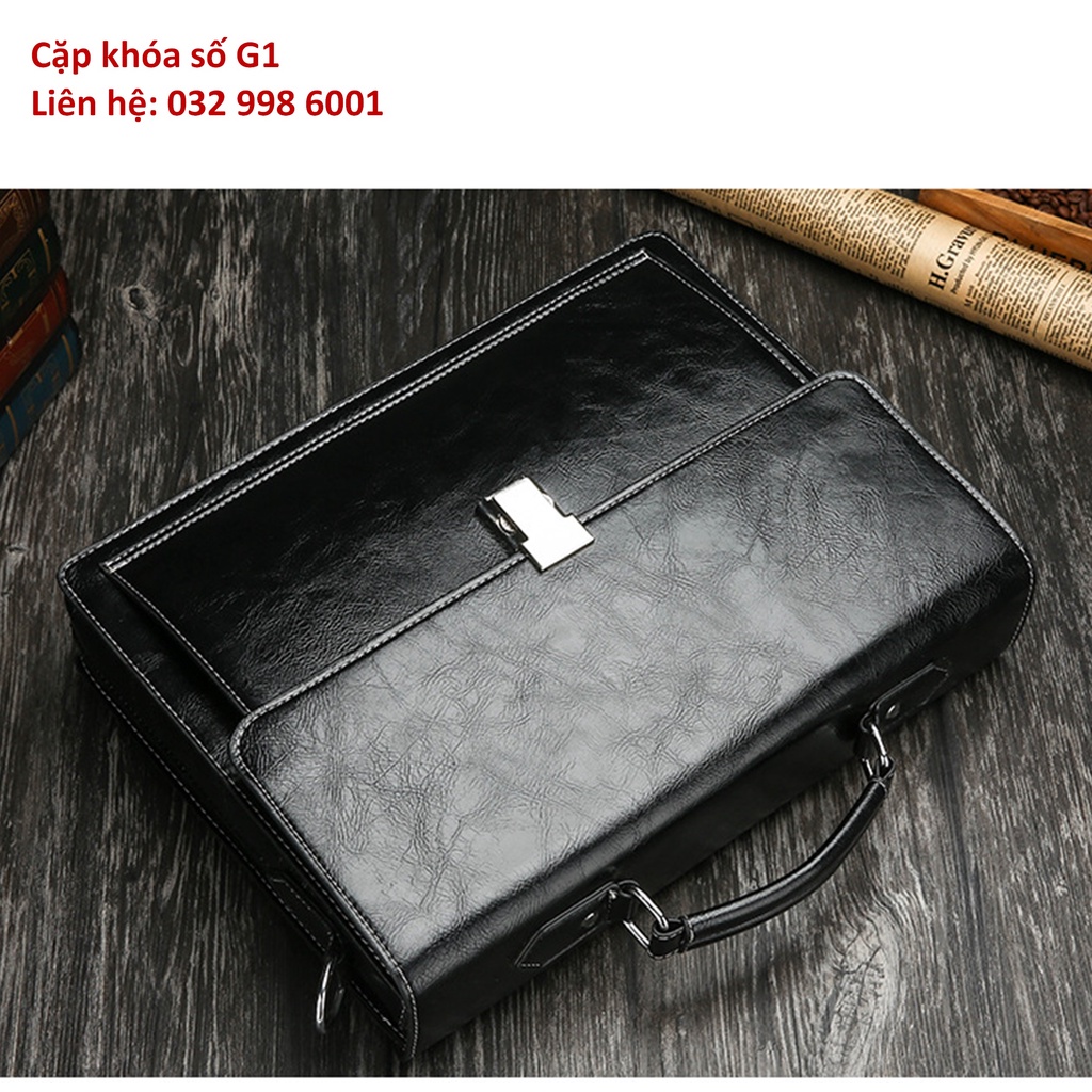 Cặp da khóa số G1 black color Cặp da văn phòng 38x29x8cm Cặp văn phòng công sở túi xách tay laptop túi xách tay da đựng