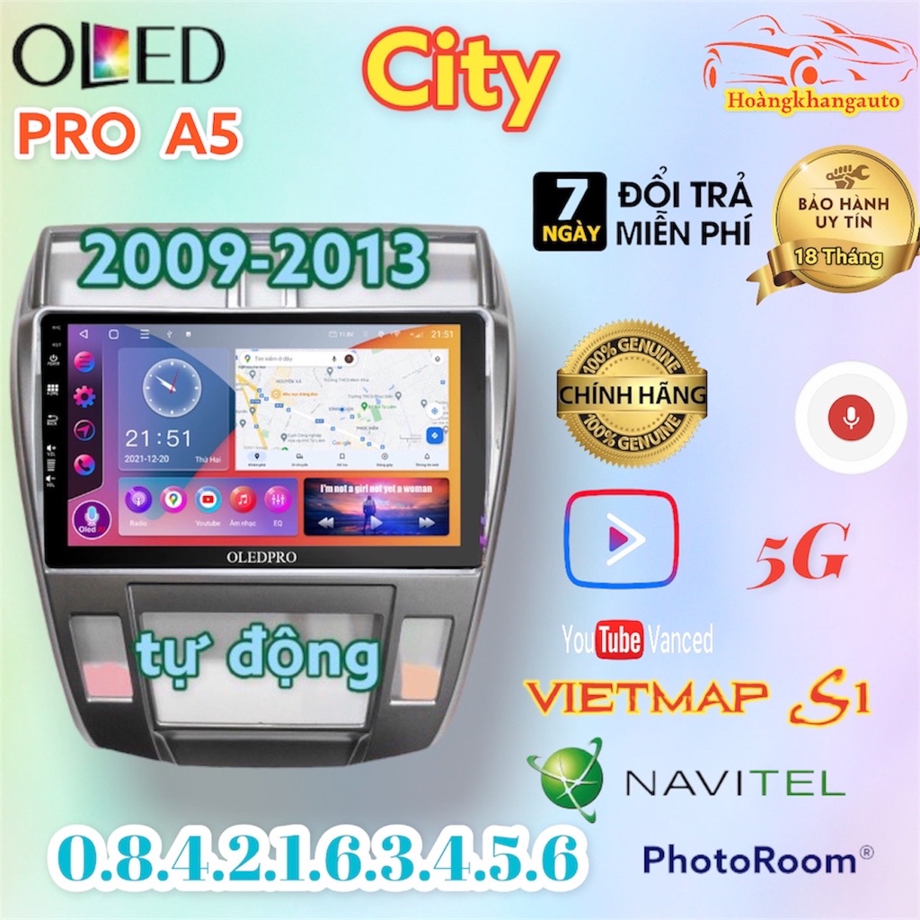 Màn Hình OLEDPRO A5 theo xe CITY điều hoà tự động 2009_2013 kèm dưỡng 10 inch và jack nguồn zin theo xe