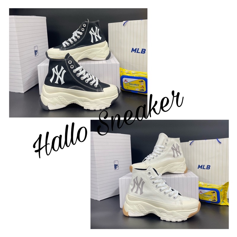 Giày MLB Cao Cổ Chunky Đen Trắng Nữ Hàng Trung Cao Cấp
