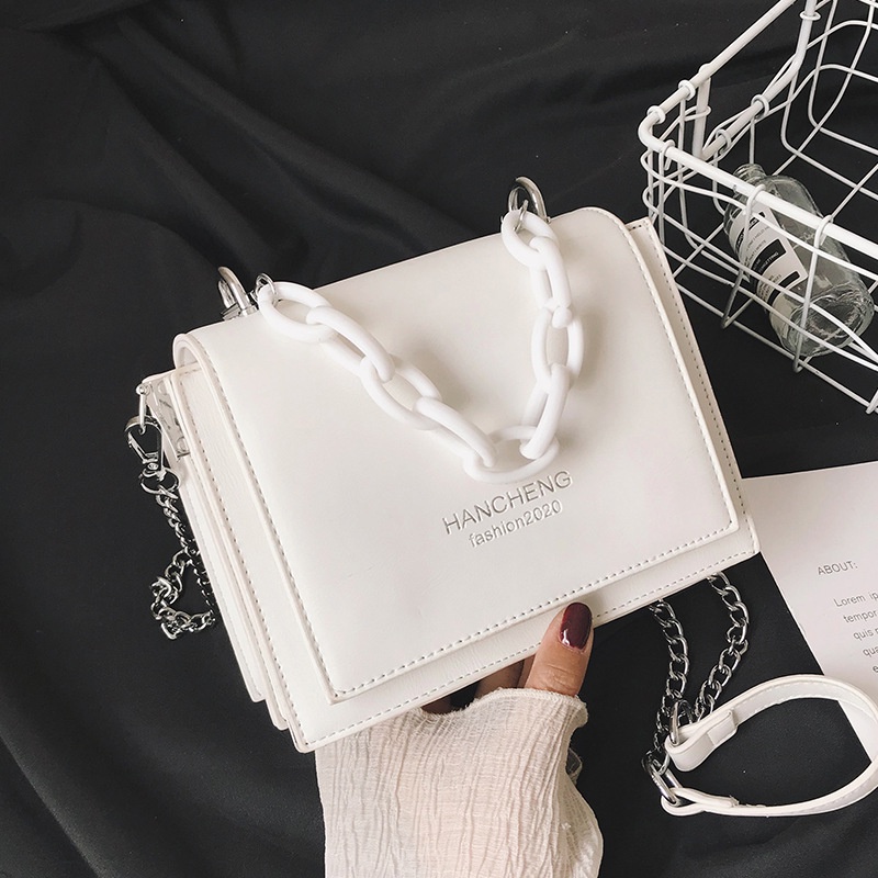 Túi Đeo Chéo Dáng Vuông Nhỏ Phối Dây Đeo Sợi Xích Thời Trang Cho Nữ