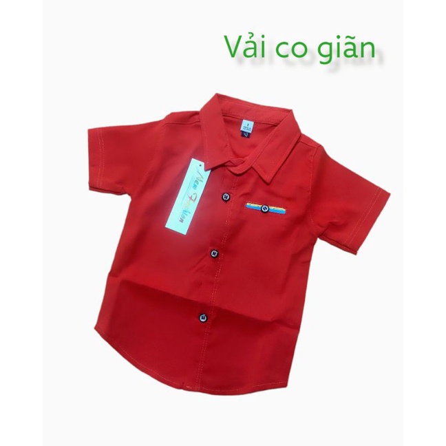 Áo Sơ Mi Cộc Tay Bé Trai Vải Co Giãn Đẹp 10-18kg