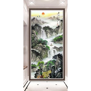 Tranh dán tường phong cảnh sơn thủy hữu tình chất liệu pp kim sa cao cấp tdt-0075