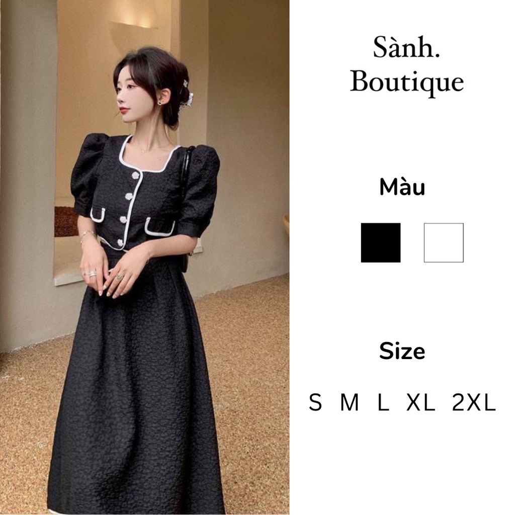 SET Đồ Nữ Đẹp Gồm Croptop Tay Phồng Và Chân Váy Dài Xòe Thanh Lịch Kiểu Pháp 2022