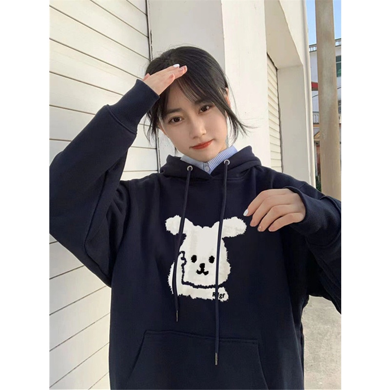Áo hoodie SELVZE cotton dáng rộng in họa tiết cổ điển hợp thời trang cho nữ