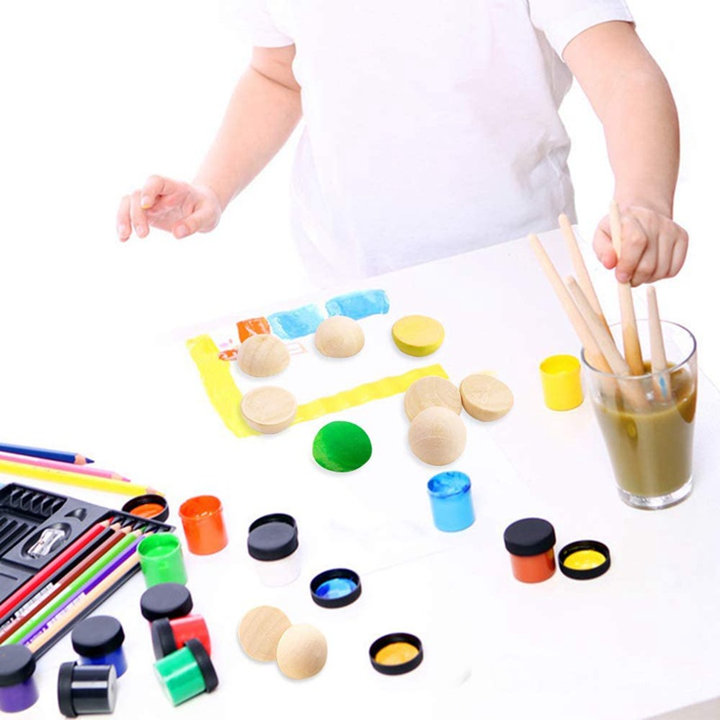 Set 300 Hạt Gỗ Nửa Hình Tròn 15mm Trang Trí Giáng Sinh diy