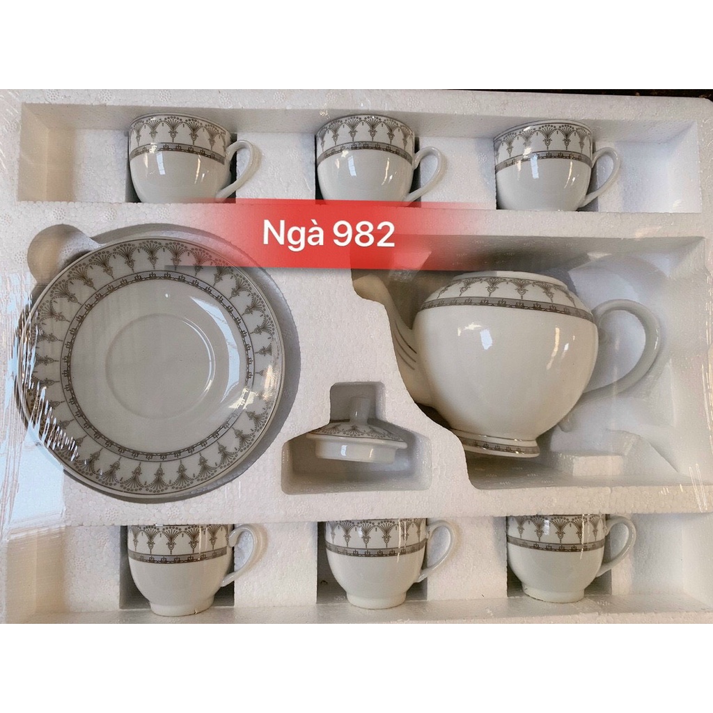 Bộ Tách Trà Ngà 1 Ấm 6 Tách Kèm Dĩa Lót Được Chọn Mẫu
