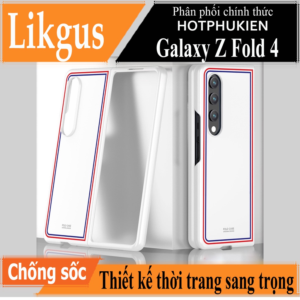 Ốp lưng chống sốc Likgus Browne luxury cho Samsung Galaxy Z Fold 3 / Z Fold 4 thiết kế họa tiết 3 sọc màu