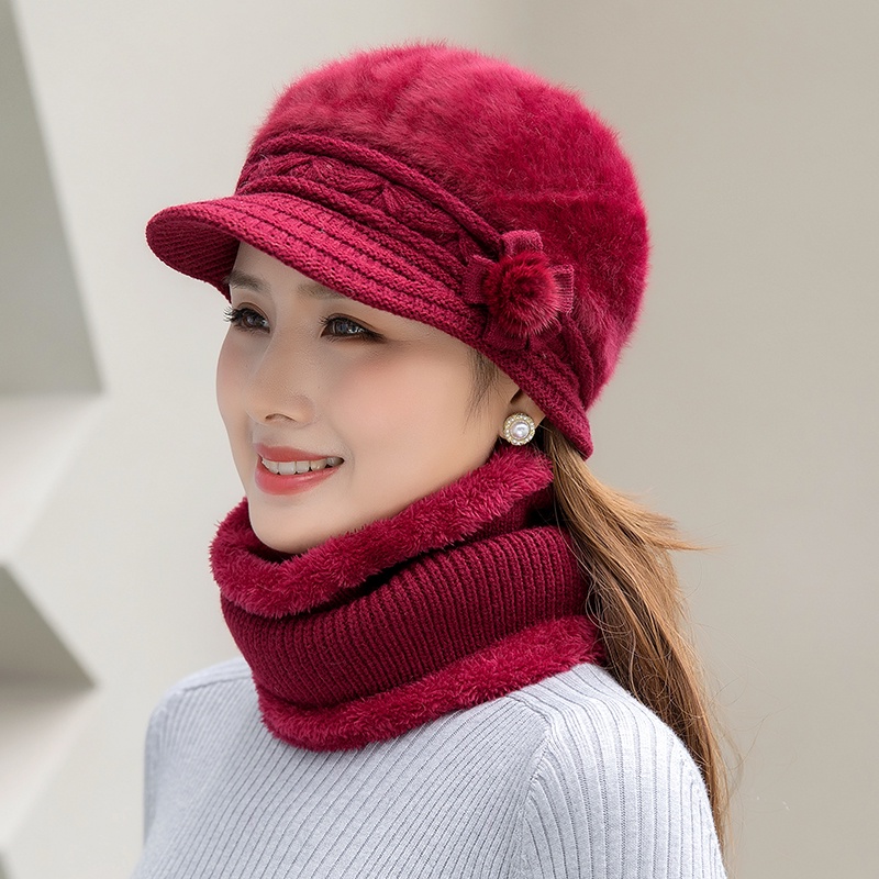 Mũ Len Lông Cừu Dày Dặn Giữ Ấm Mùa Đông Cho Nữ Trung Niên