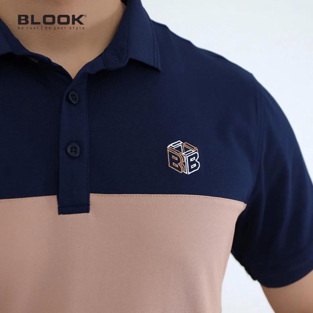 Áo Polo nam cổ bẻ phối ngang BLOOK Vải thun cá sấu sang trọng co giãn thoáng mát mã 35555