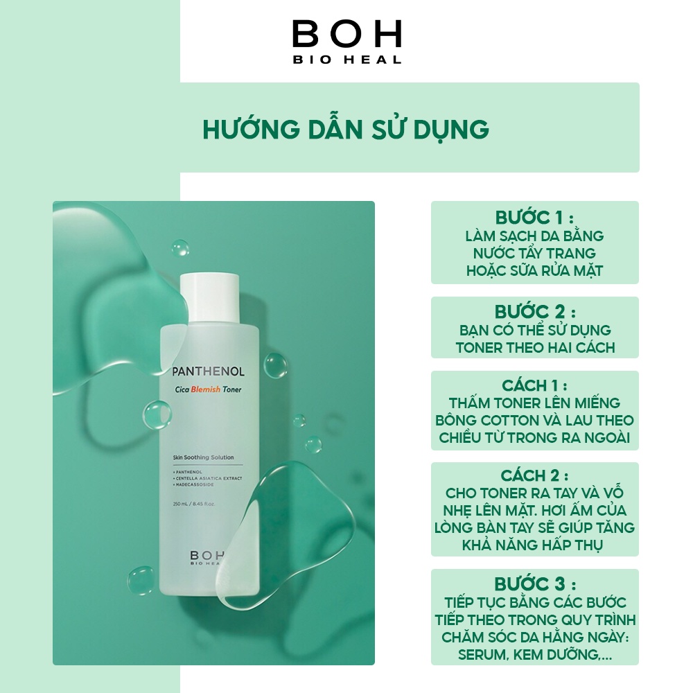 Nước Hoa Hồng Làm Dịu Da Chiết Xuất Rau Má BIOHEAL BOH Panthenol Cica Blemish Toner 250ml