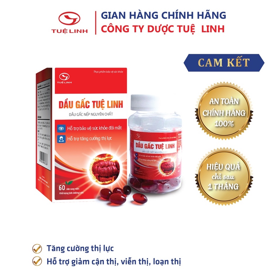 ✅Dầu gấc Tuệ Linh  - Giảm nhức mỏi mắt, tăng cường thị lực, giảm cận thị, loạn thị - Hộp 60 viên