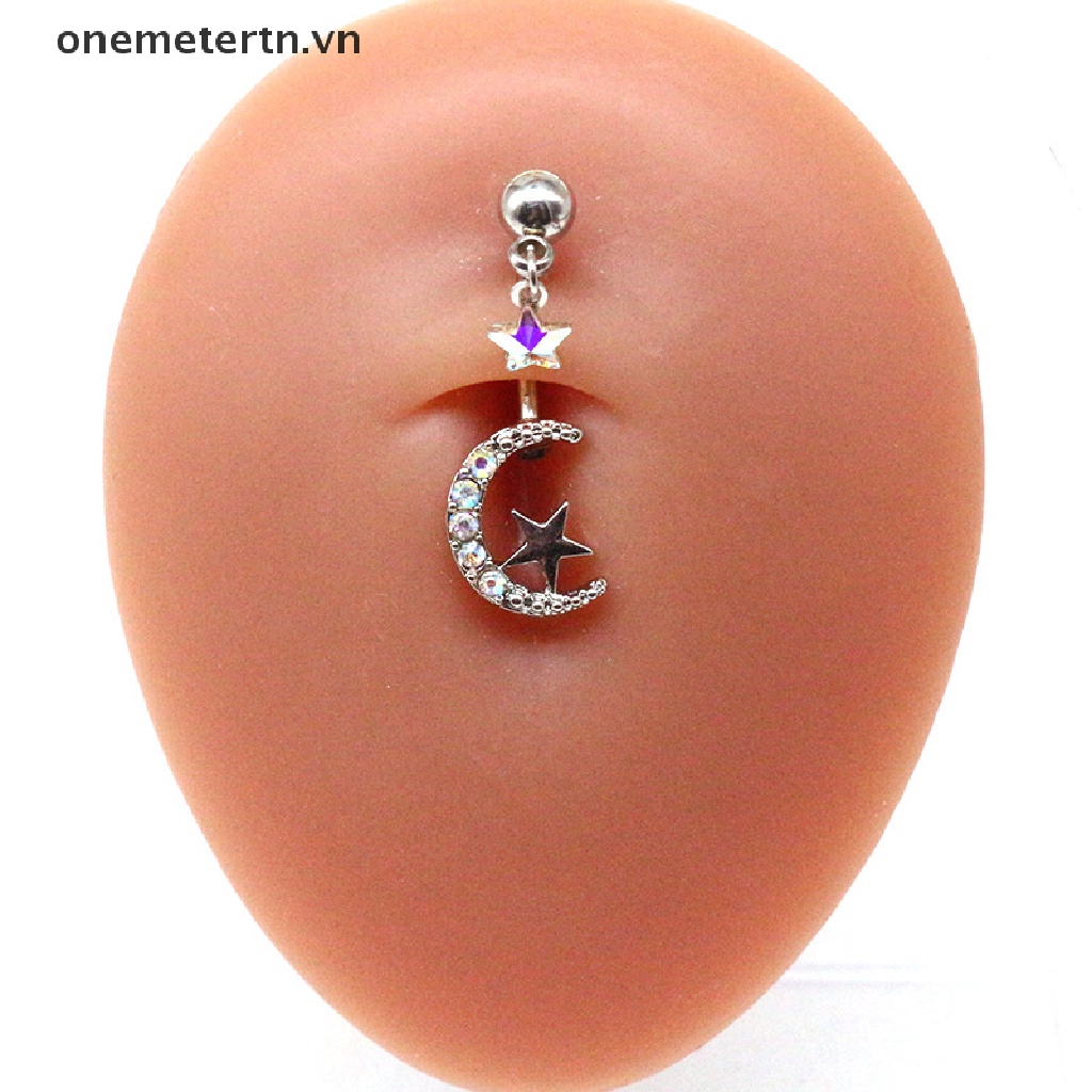 1 Khuyên Rốn Hình Trái Tim / Mặt Trăng / Lá Phong Bằng Thép Không Gỉ