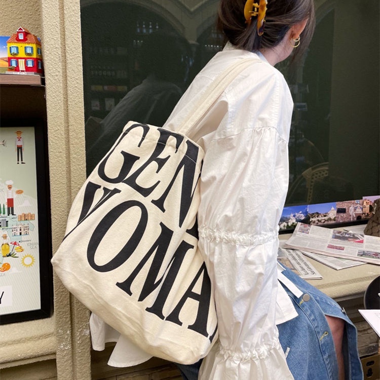 Túi Xách Vải Canvas Cotton Họa Tiết Graffiti Cá Tính Cho Học Sinh
