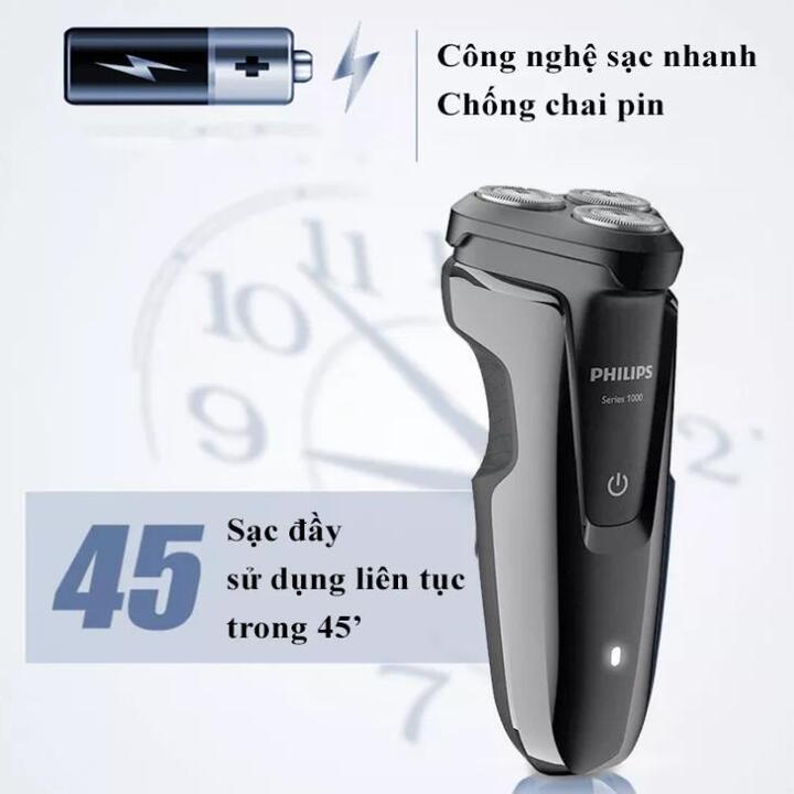 Máy cạo râu khô và ướt thương hiệu cao cấp Philips S1010 - Hàng Nhập Khẩu