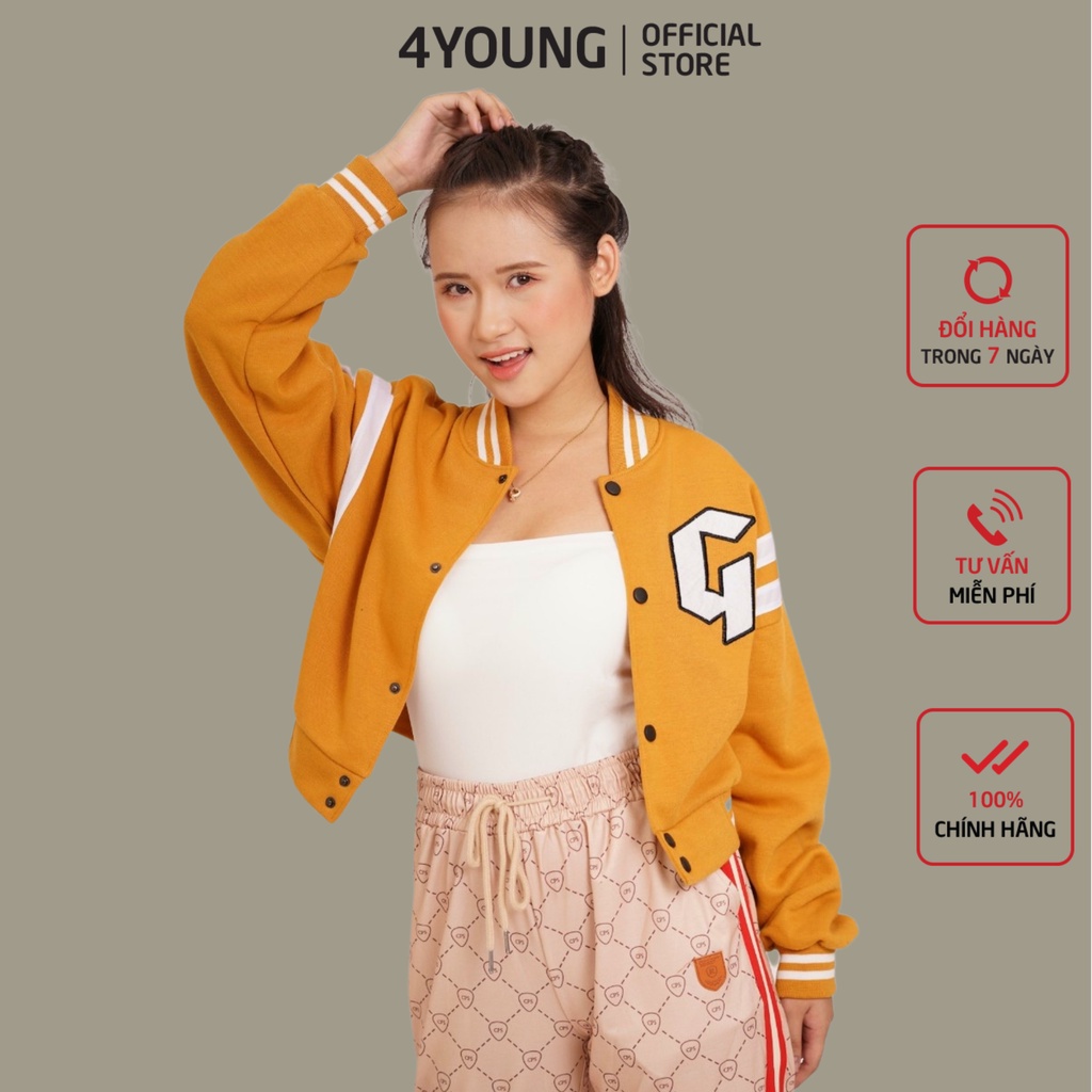 Áo khoác bomber nữ dáng lửng croptop chất vải nỉ mỏng vừa BB311