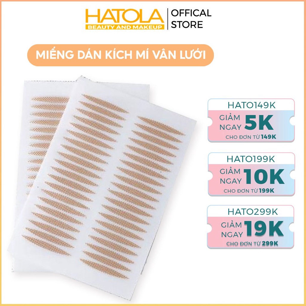 Miếng dán kích mí vân lưới siêu tàng hình set 40 cái dán tạo mí ren giúp đôi mắt to tròn tự nhiên HATOLA