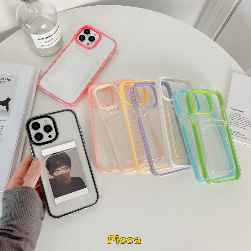 Ốp Điện Thoại Mềm Trong Suốt Chống Sốc Có Ngăn Đựng Thẻ 3 Trong 1 Cho IPhone 7 8 6 6S Plus 11 12 13 14 Pro MAX XR X XS MAX SE 2020