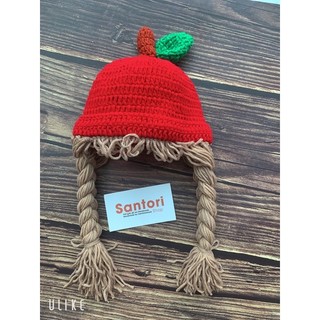 Nón len có 2 bím tóc cho bé ( ảnh thật Santori Shop)