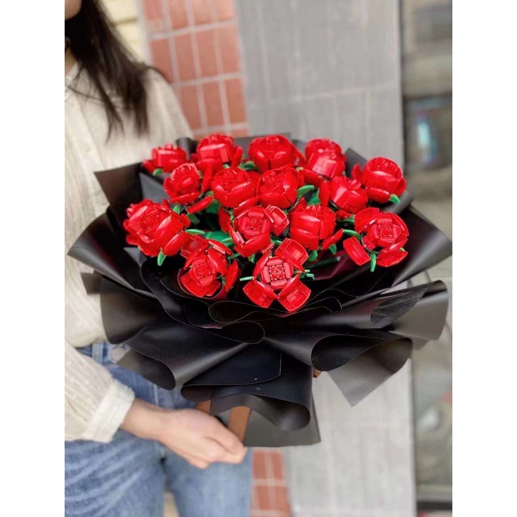 Bộ Đồ Chơi Lắp Ráp Lego Hình Bó Hoa Hồng Sáng Tạo DIY