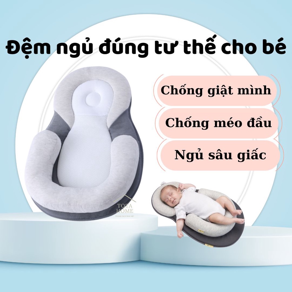 Đệm ngủ đúng tư thế cho bé chống trào ngược chống méo đầu giúp bé ngủ ngoan (chống giật mình, trào ngược)