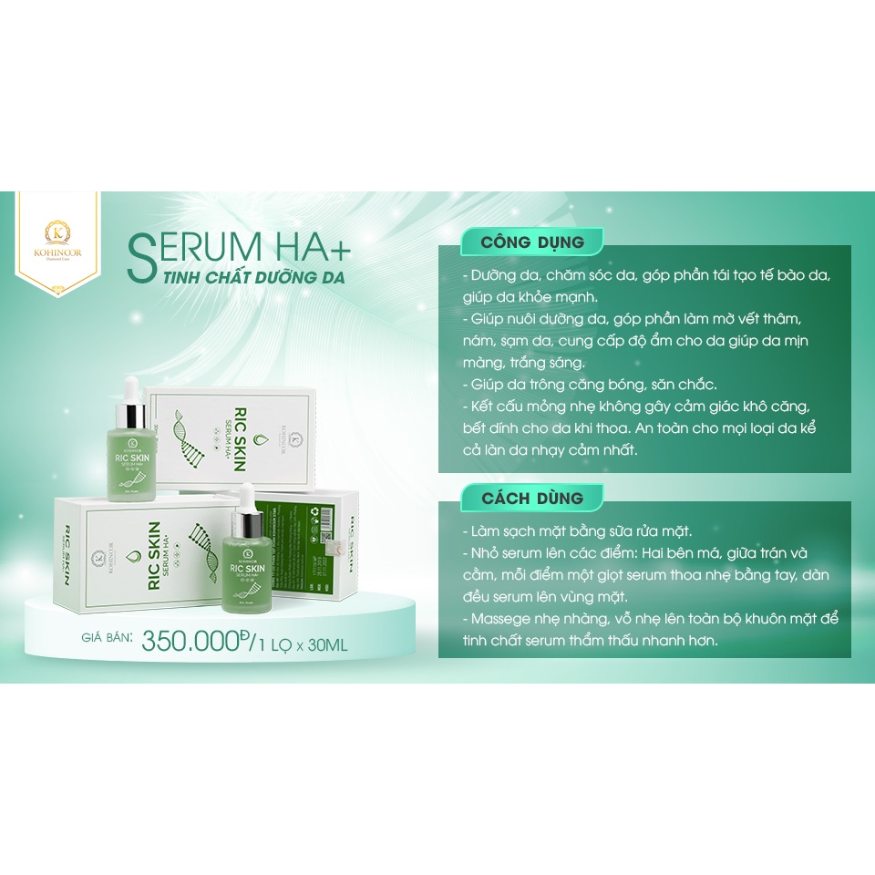 [Chính Hãng] Tinh chất Serum Ric Skin HA+ Kohinoor 30ml