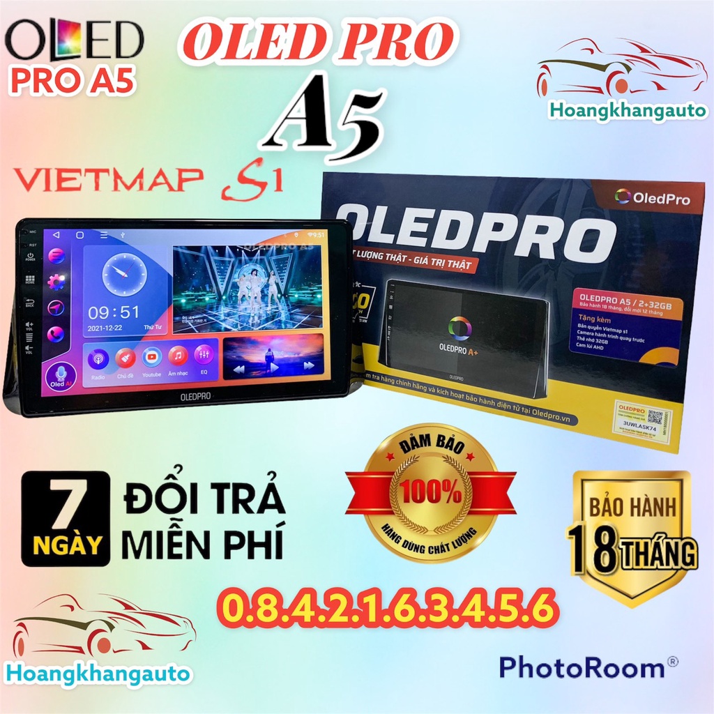 Màn hình OLEDPRO A5 theo xe VIOS điều hoà cơ 2019_2023 kèm dưỡng 9 inch và jack nguồn zin theo xe