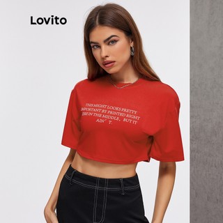 Lovito Áo Thun Crop Top L20E015 (Đỏ)