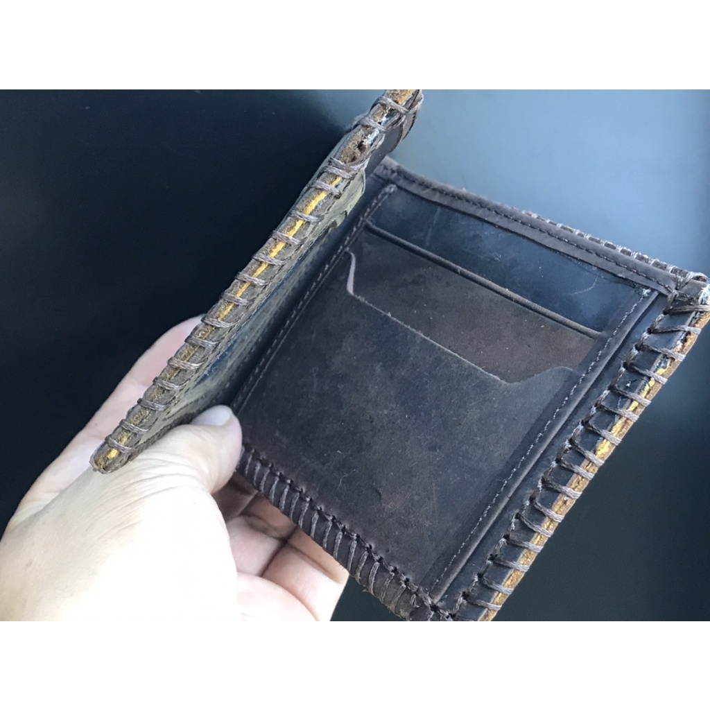 Ví Nam Da Bò Sáp Thật  May Tay-  Hình Ông Địa