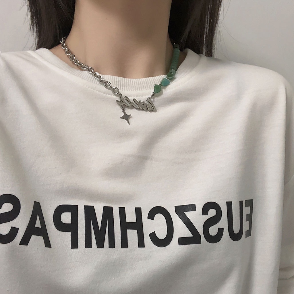 Vòng cổ nam nữ màu bạc ngọc Kuu.Studio độc đáo cá tính phong cách đường phố - Dây Chuyền Titan chuỗi G Chain