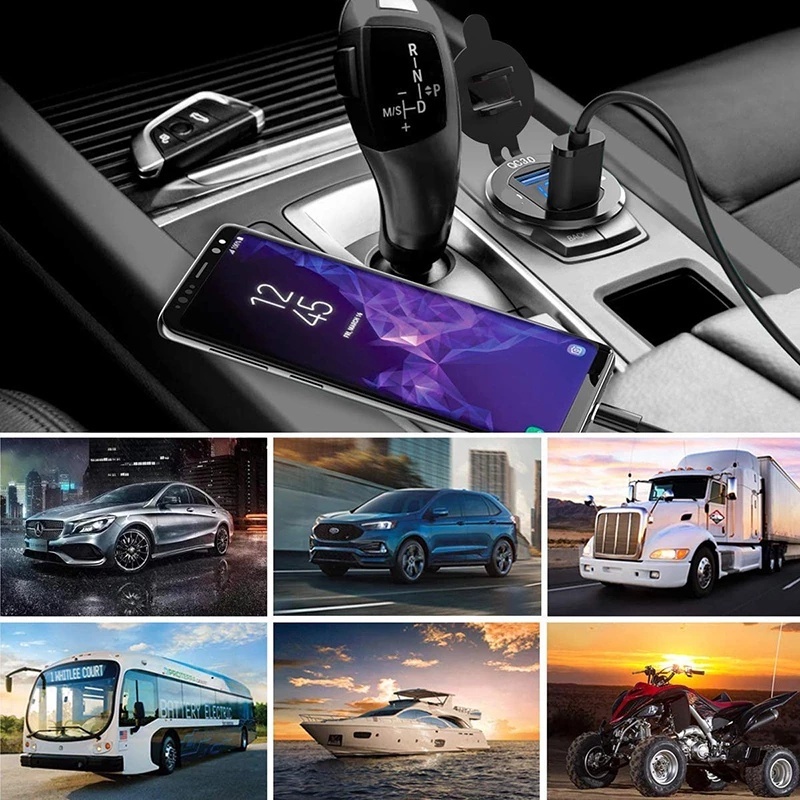 Bộ sạc 2 cổng USB 5V 4.2A 12V 24V cho xe hơi/xe máy