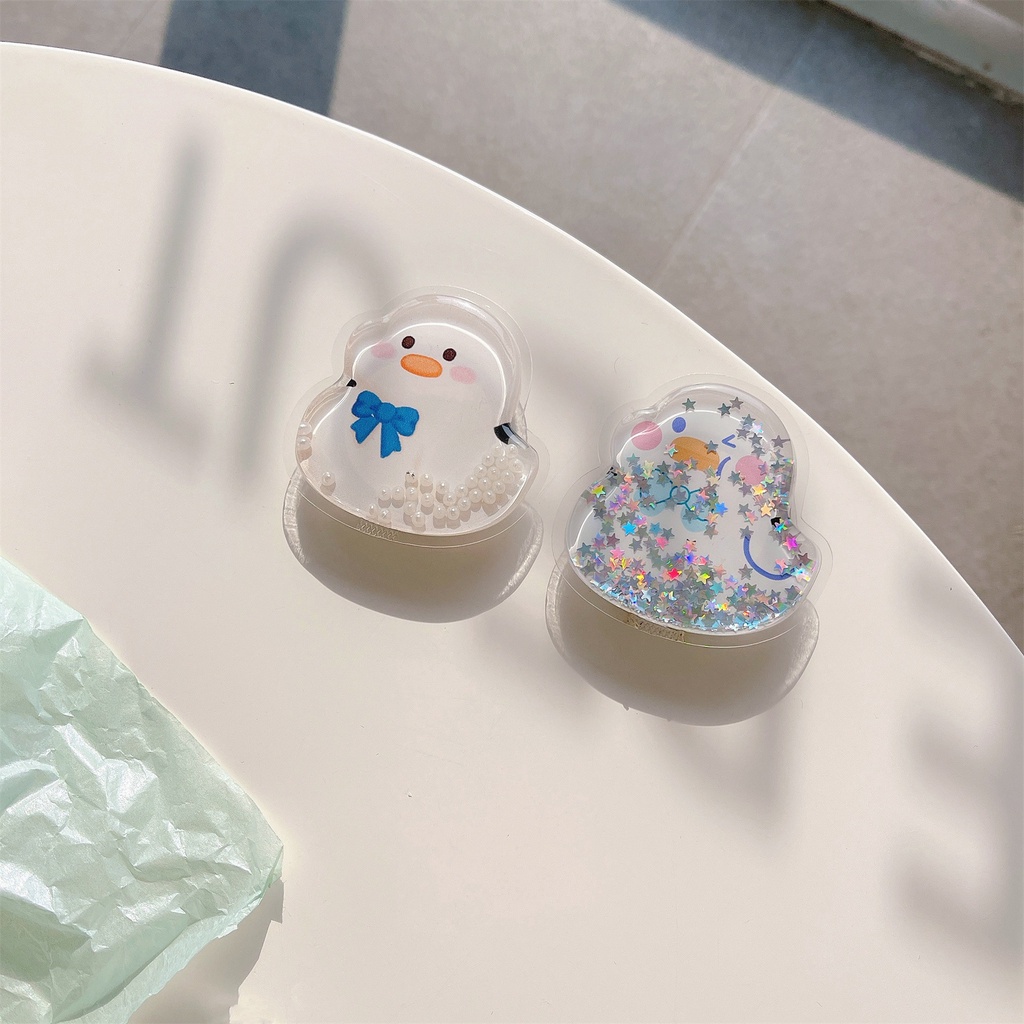 Giá Đỡ Điện Thoại Hình Chú Vịt Hoạt Hình 3D Có Túi Khí Và Dây Đeo Tiện Dụng