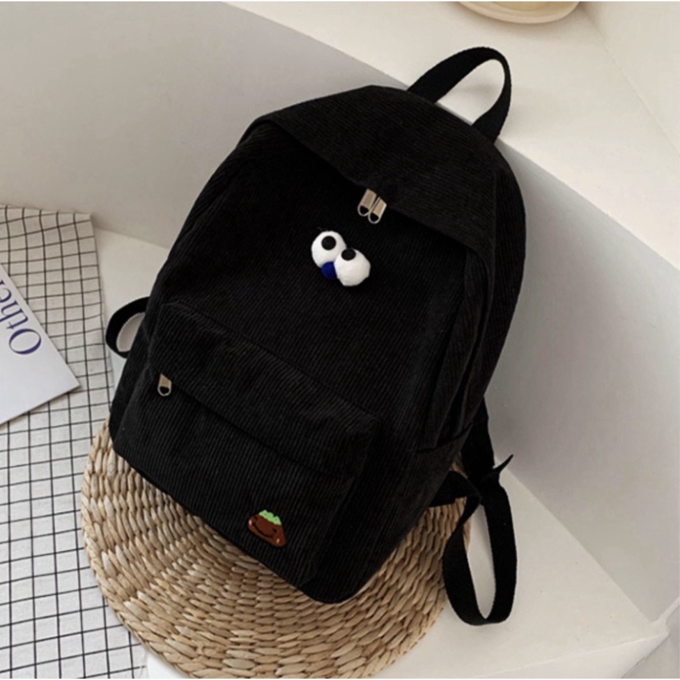 Balo nữ đi học ulzzang chất len, balo nhung tăm hàng Quảng Châu | BL001