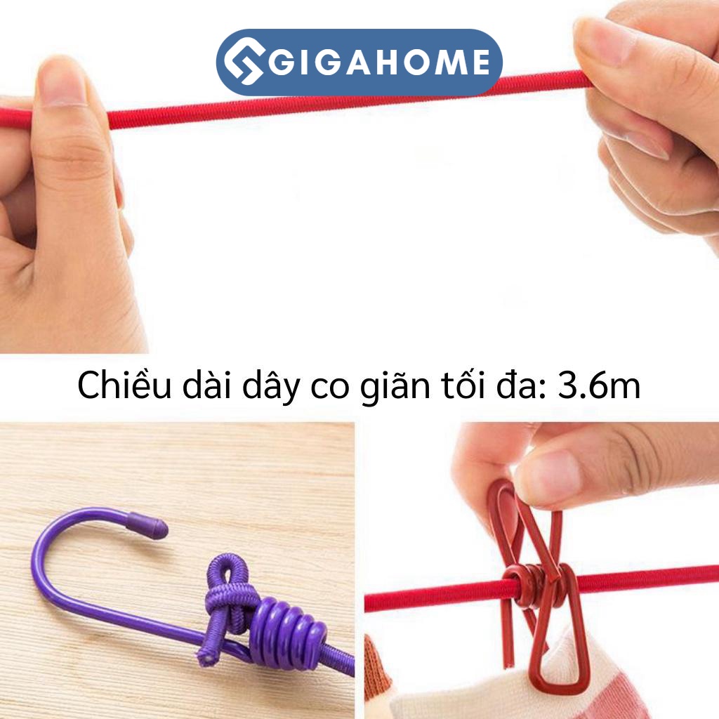 Dây Phơi Quần Áo Có 12 Kẹp Bấm GIGAHOME Dài 180cm Đa Năng 4138