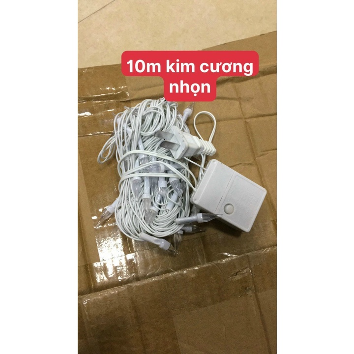 Dây đèn LED trang trí nháy chớp 5m/10m Dây Trắng LED bóng kim cương, ánh sáng lung linh