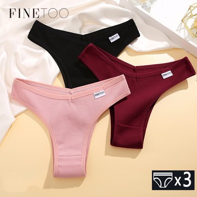 Set 3 quần lót Finetoo cotton mềm mại thoải mái phong cách Brazil cho nữ giới