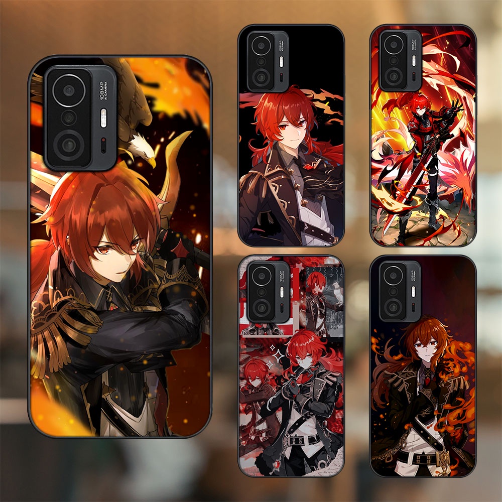 Ốp lưng Xiaomi 11T Pro 5G viền đen in hình Diluc Genshin Impact