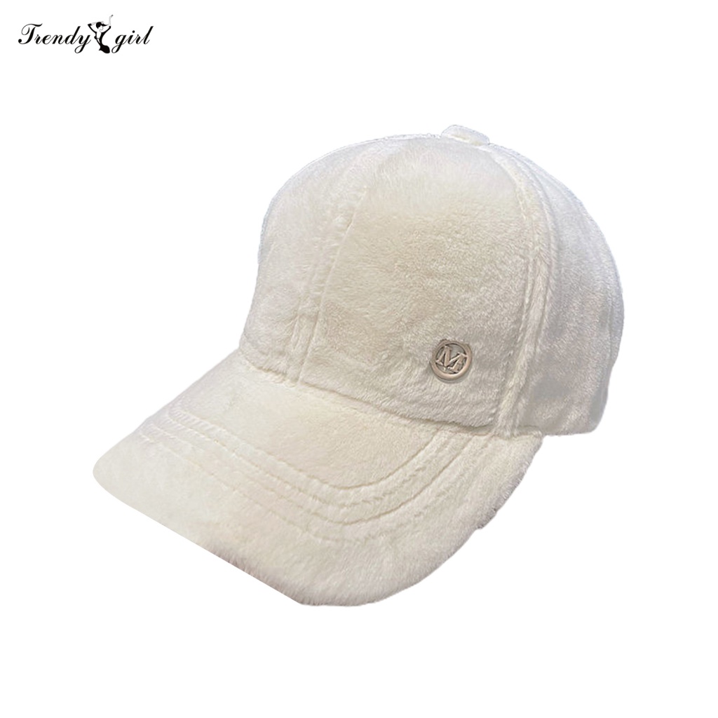 Mũ Lưỡi Trai Mùa Đông Thêu Chữ M Bằng Lông Cừu Hợp Thời Trang