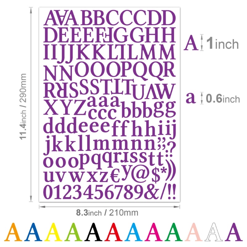 Set 12 Miếng Dán Họa Tiết Chữ Cái Và Số DIY