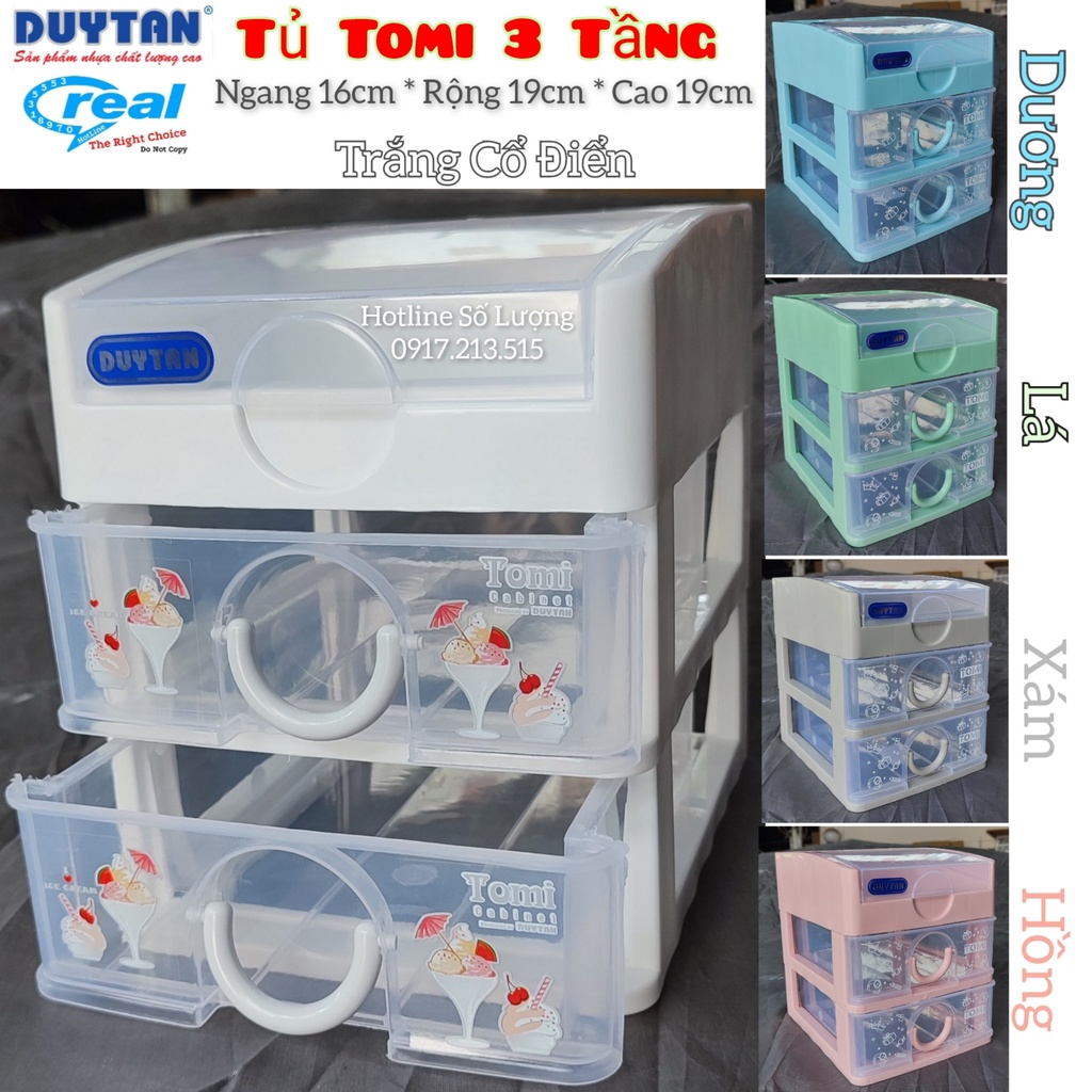 Tủ nhựa duy tân mini TOMI 3 ngăn - Màu Trắng