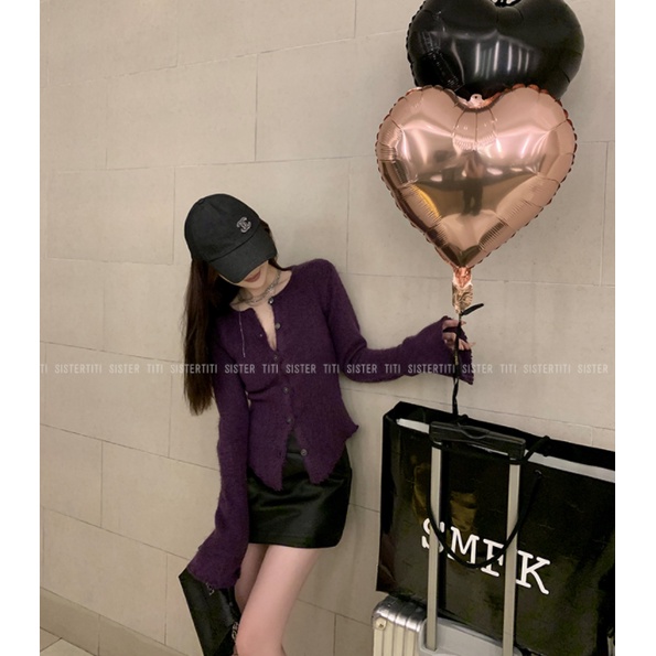 Cocory vn Áo Cardigan Dệt Kim Tay Dài Màu Trơn Thiết Kế Đơn Giản Thời Trang Mùa Thu Cho Nữ