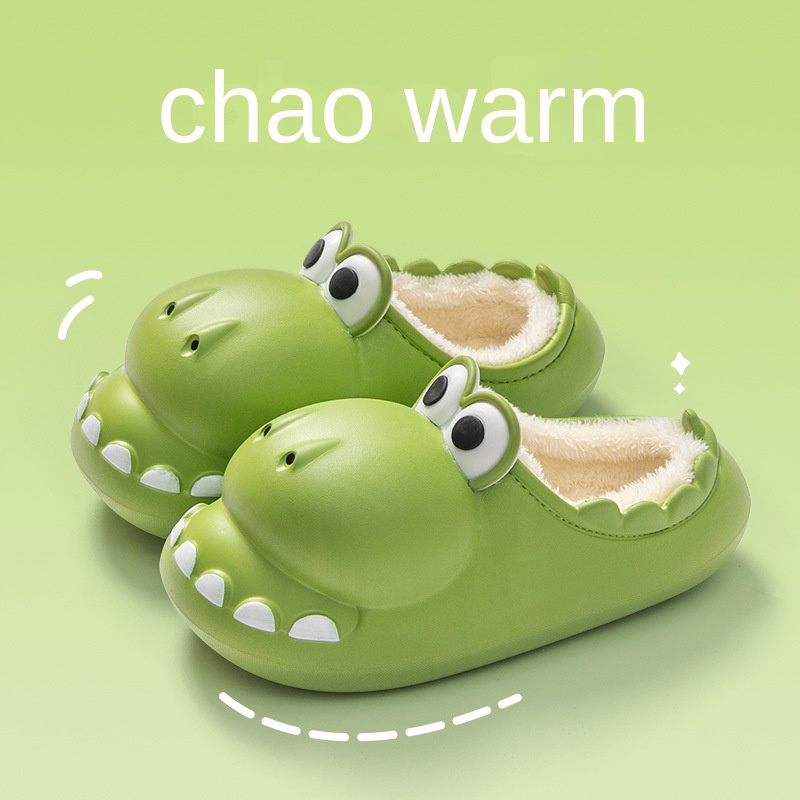 Dép Cotton Chống Thấm Nước Họa Tiết Khủng Long Xinh Xắn Theo Phong Cách Thu Đông Da057